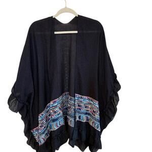 Black Multicolor Women's Poncho